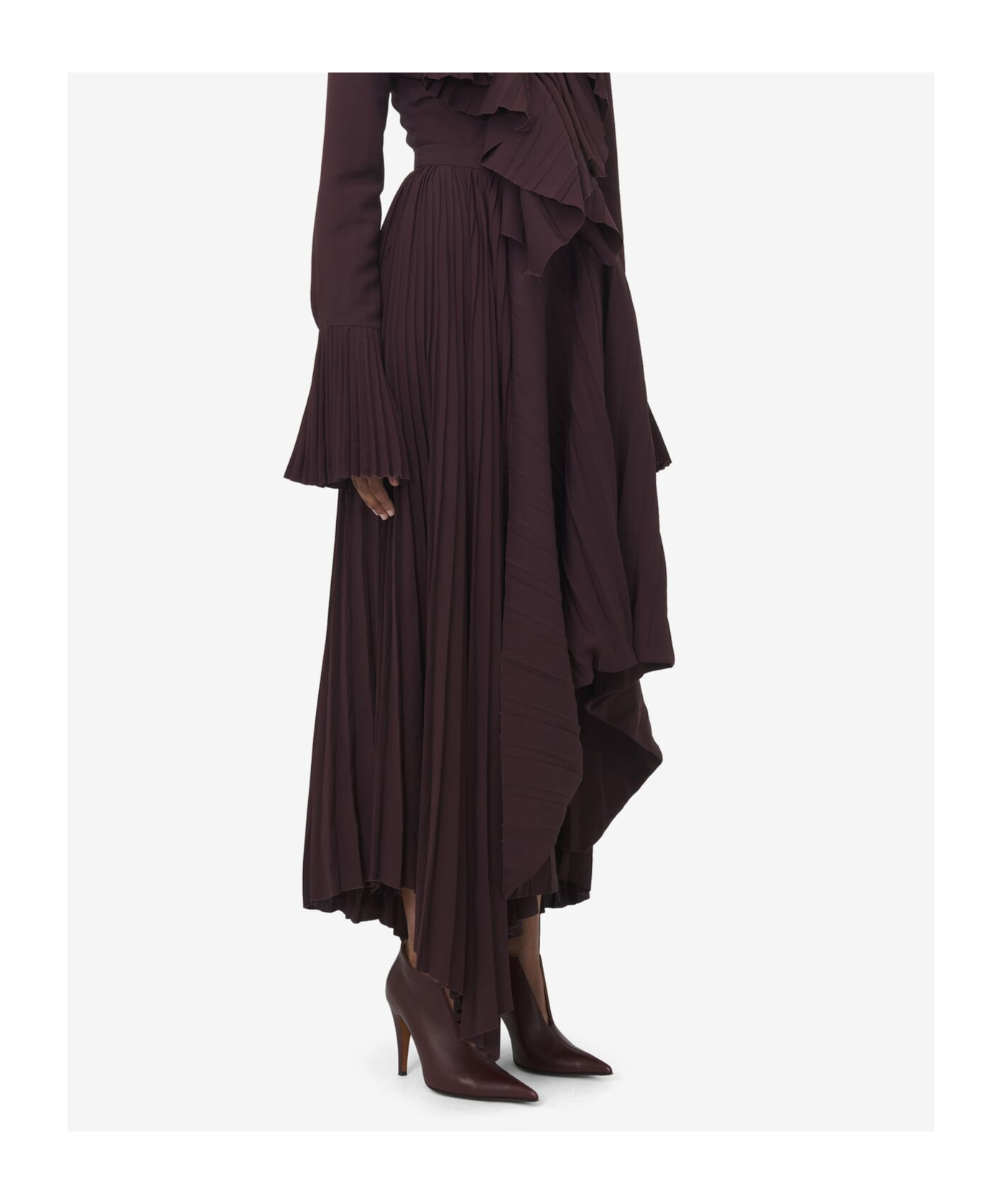 Alexander Mcqueen Asymmetrical Pleated Skirt In Black