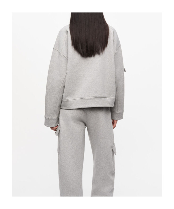 Ganni Logo-patch Sweatshirt In Gray