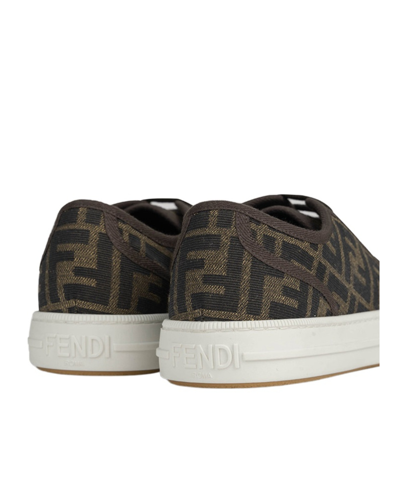 Fendi Men Brown Sneaker With All-over Ff Motif In Fabric Man In Black