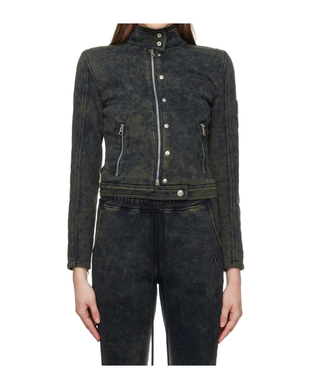 Open Yy Faded Motorcycle Jacket In Blue