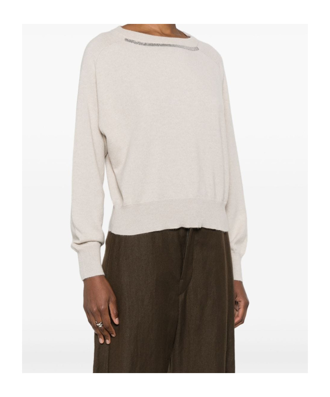 Brunello Cucinelli Bead-detailed Sweater In White