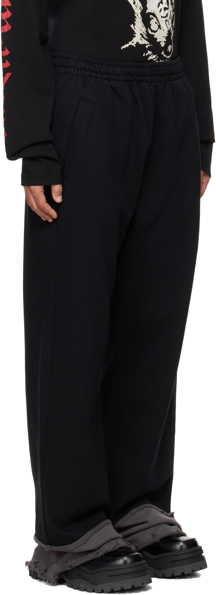 We11 Done Destroyed Color Block Sweatpants In Black