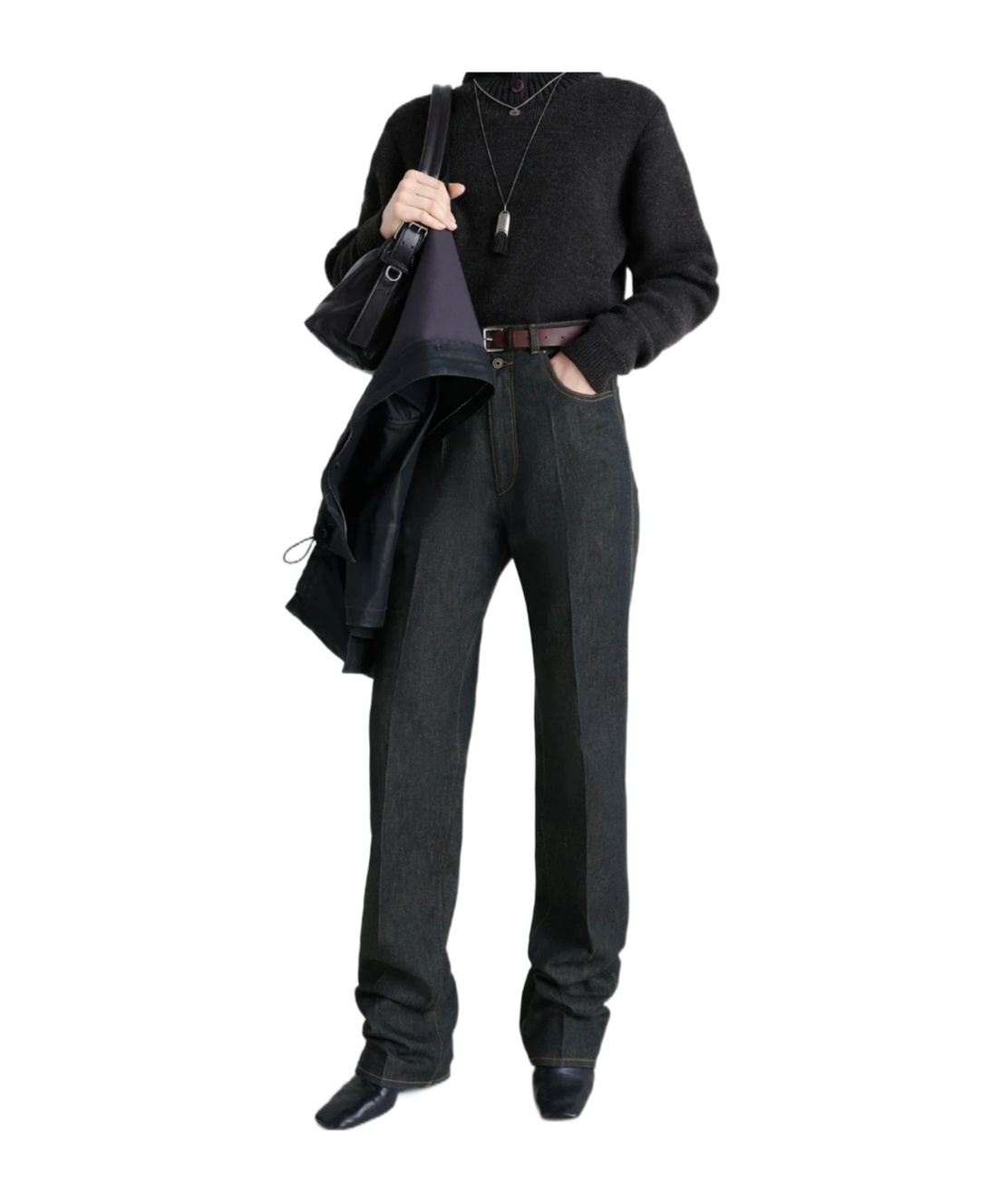 Lemaire High Waisted Straight Pants In Black
