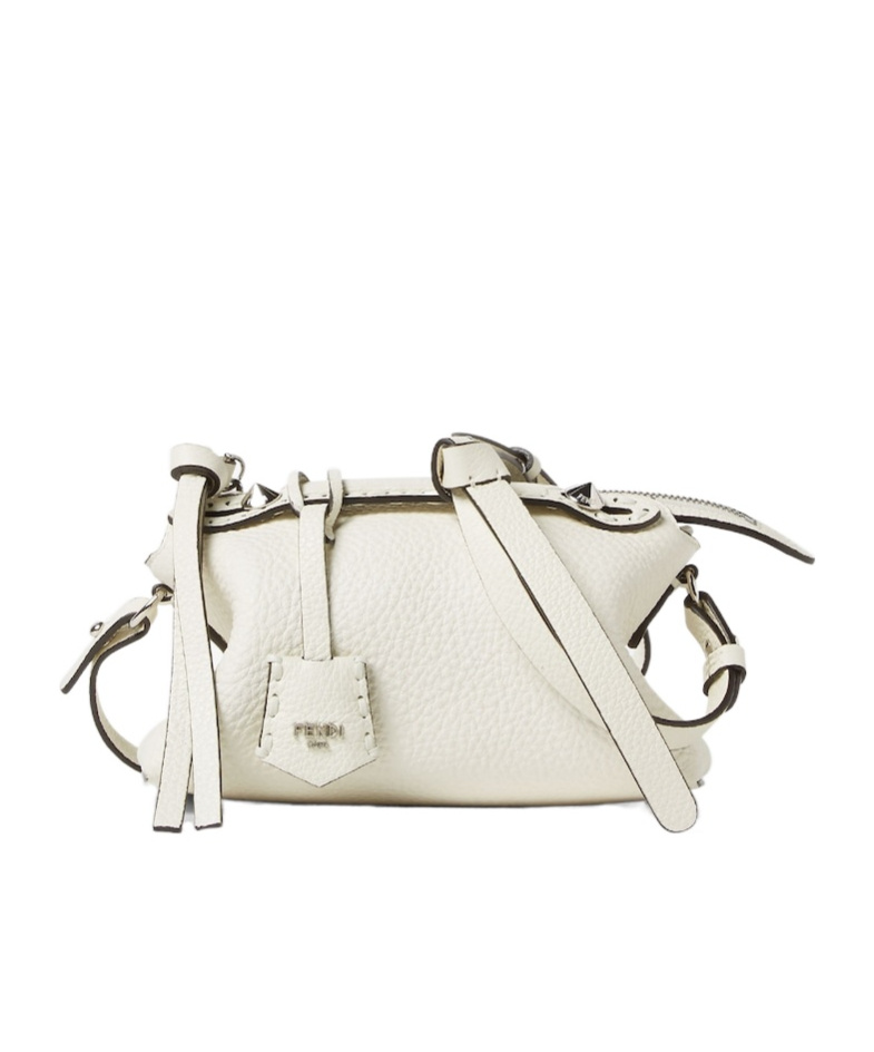 Fendi By The Way Selleria Mini Boston Bag In White
