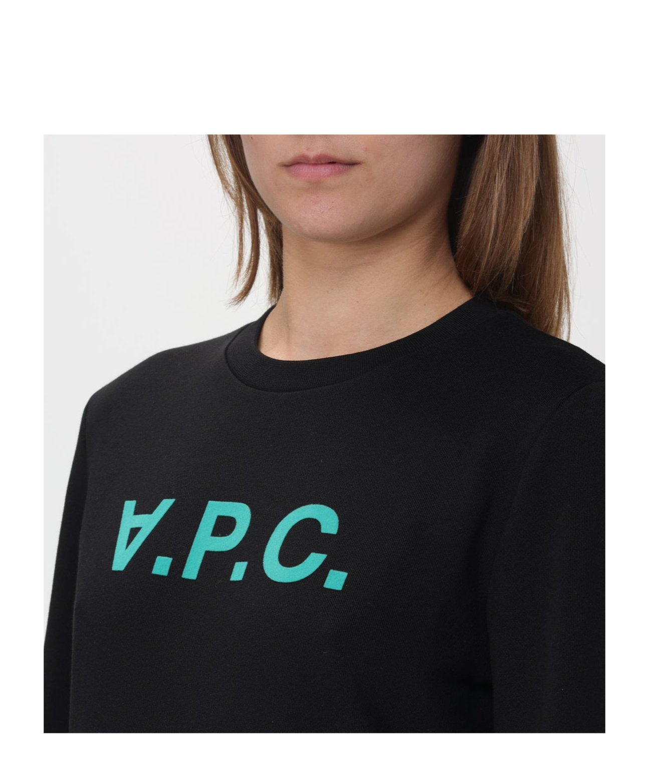 Apc A.p.c. Flocked Logo Crewneck Sweatshirt In Black