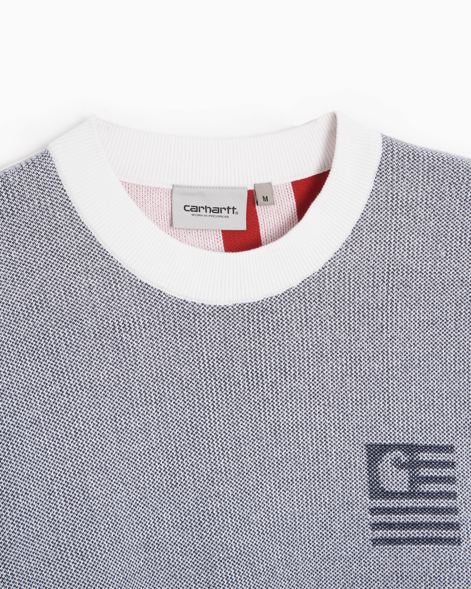 Carhartt Intarsia-logo Long-sleeve Jumper In Gray