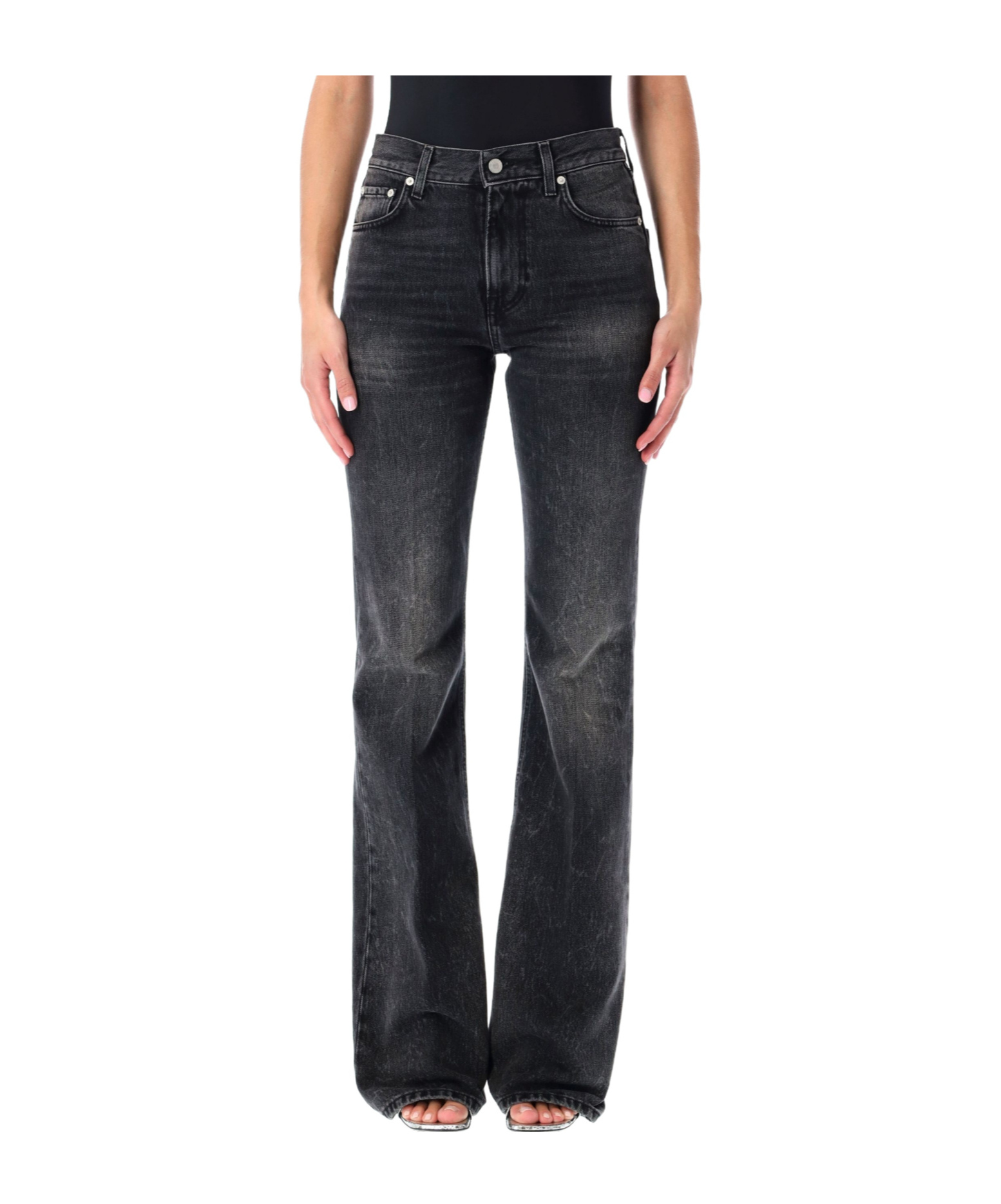 Haikure Flora Rigid High-rise Flared Jeans In Black