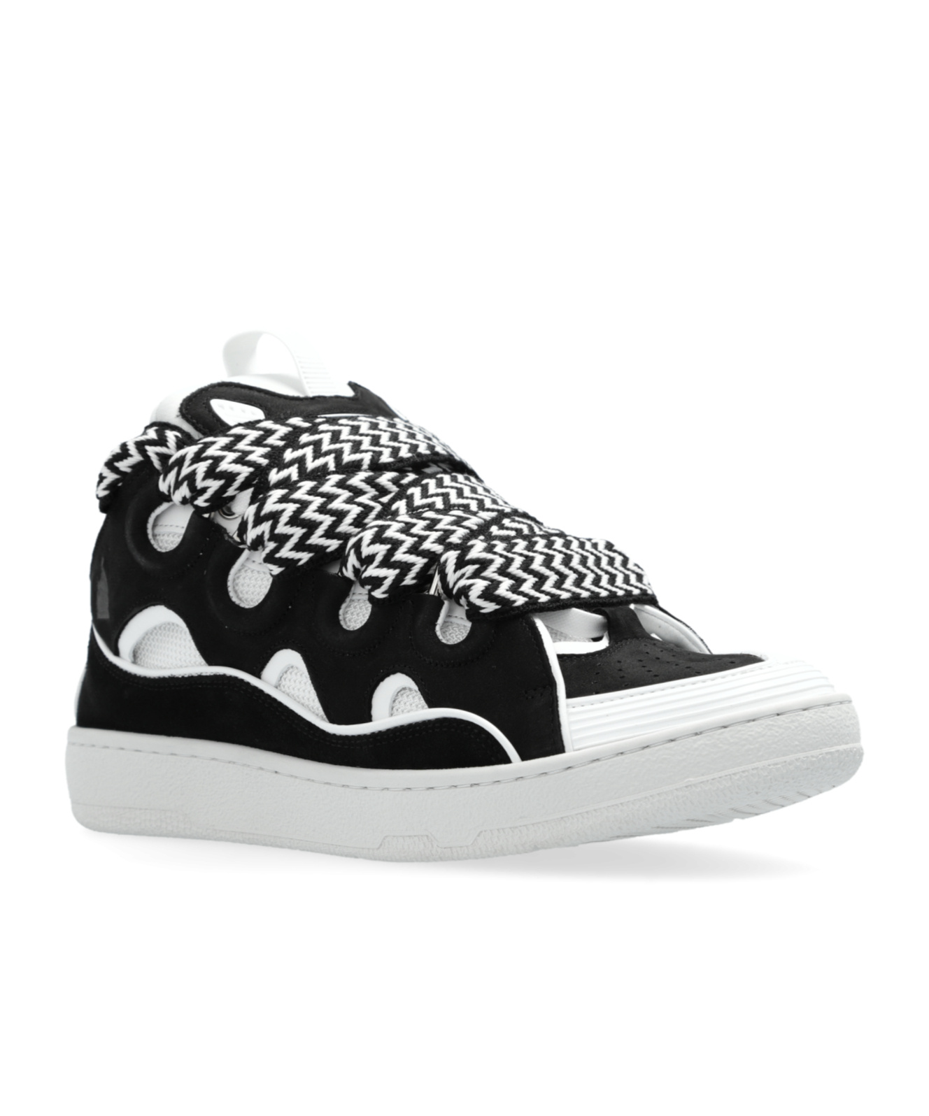 Lanvin Men's Leather Low-top Curb Sneakers In White