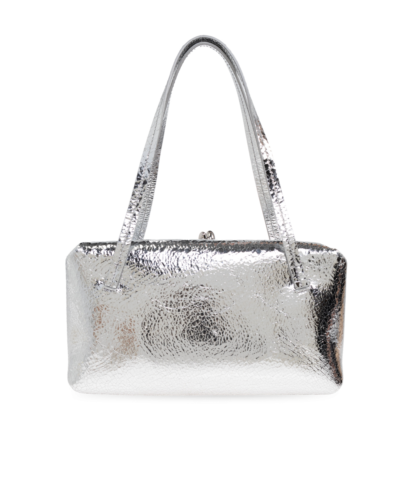 Jil Sander Textured Leather Shoulder Bag In Silver