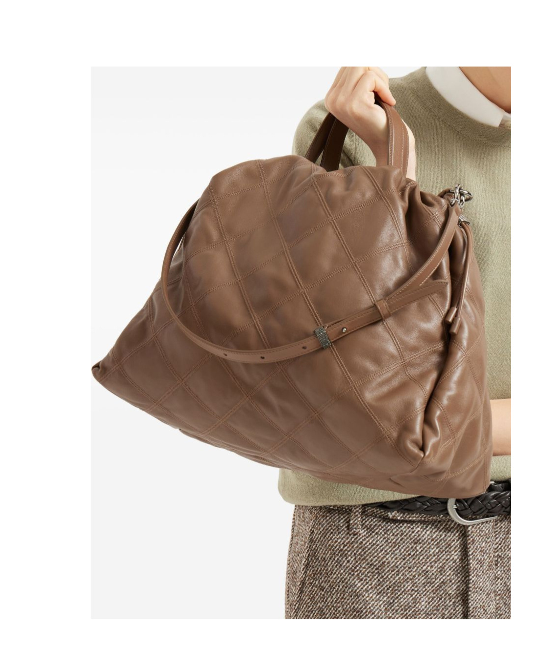 Brunello Cucinelli Nappa Mellow Large Shopper Bag In Brown
