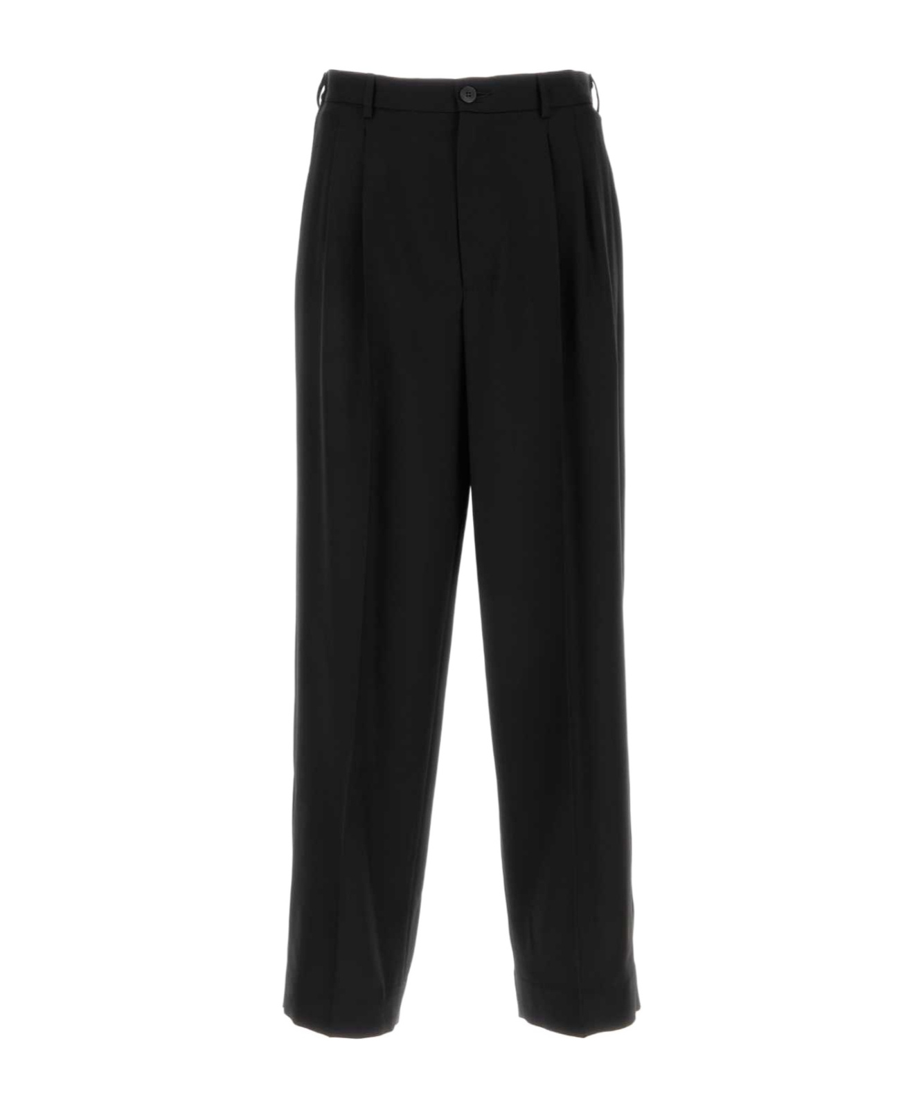 Magliano Wide-leg Wool Trousers With Pockets And Pleats In Black