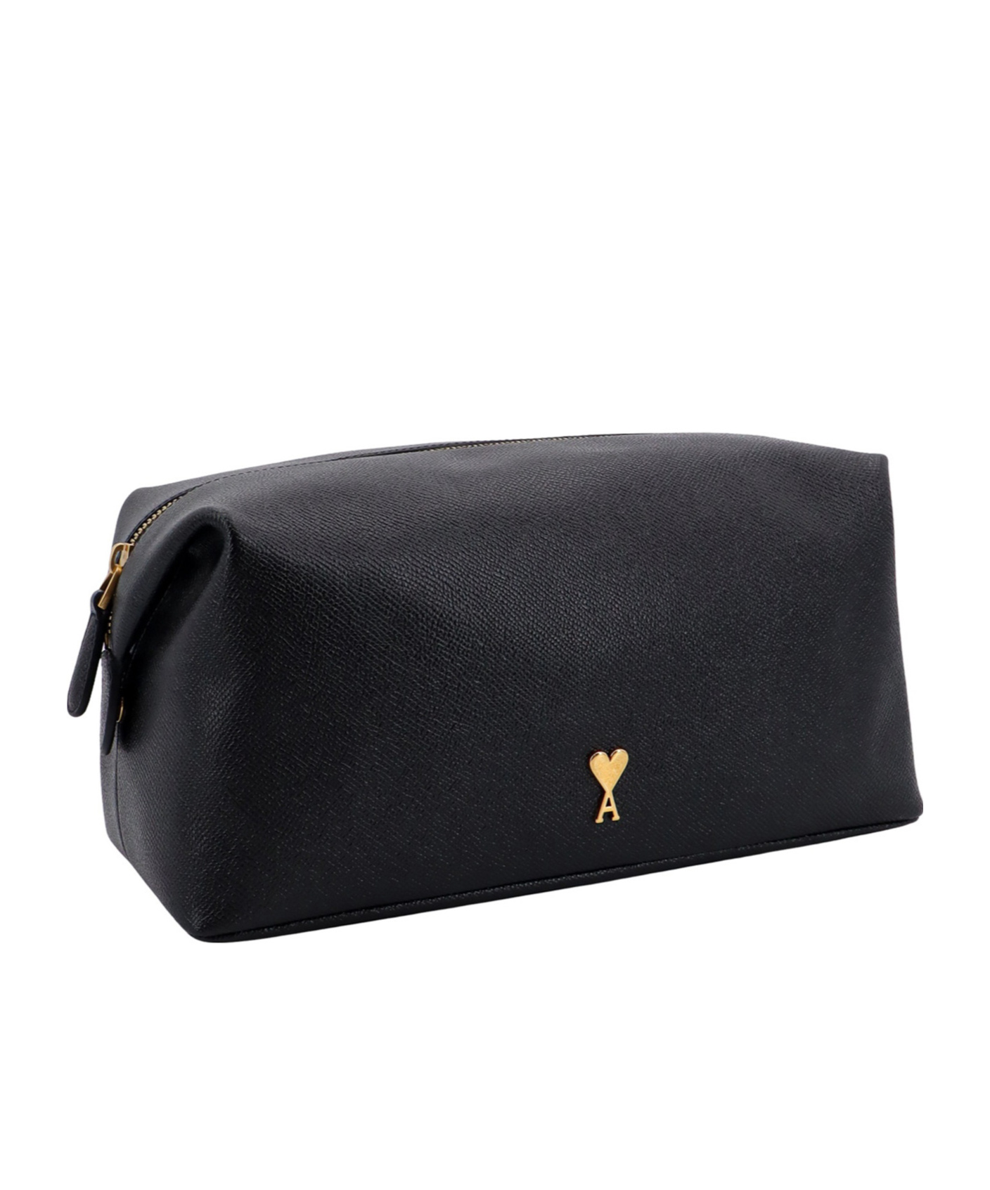 Ami Alexandre Mattiussi Ami Logo Plaque Zip-up Toilet Pouch In Black