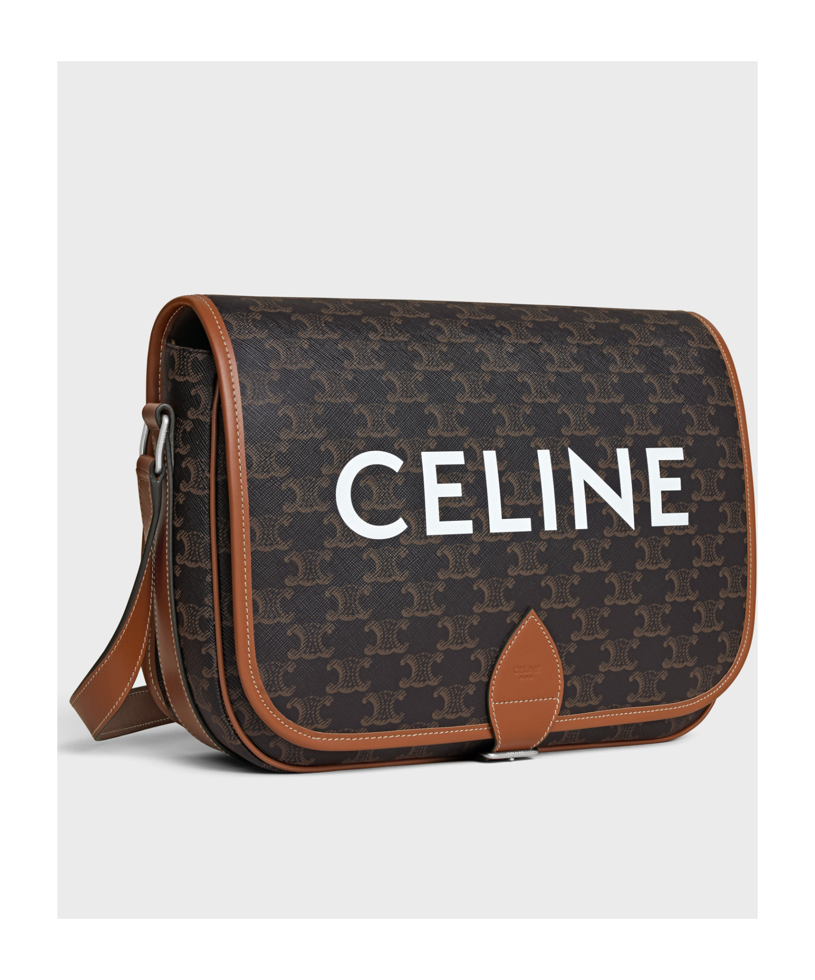 Celine Folco Canvas Mailman Bag In Black