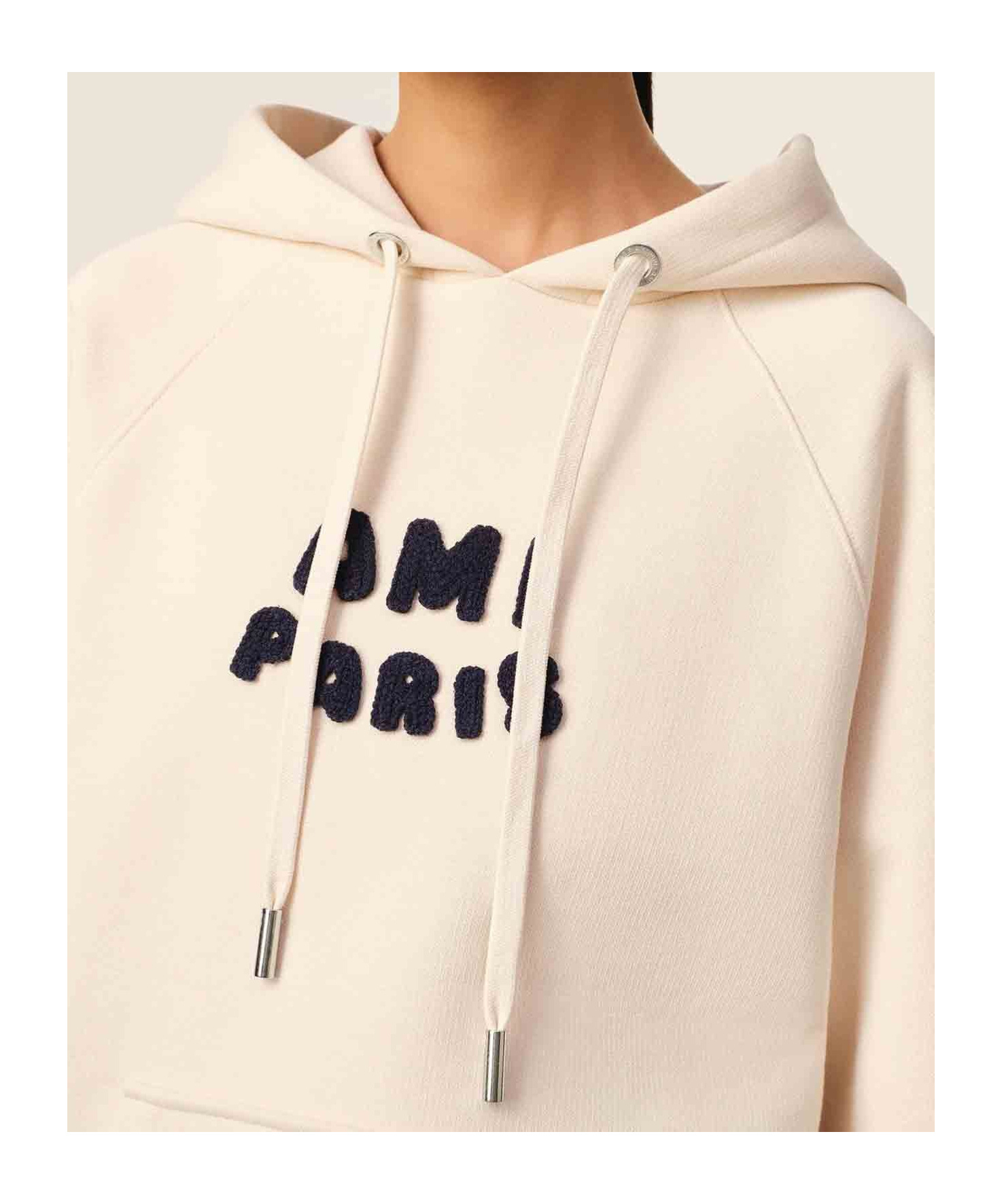 Shop Ami Alexandre Mattiussi Long-sleeved Hooded Sweatshirt In Nude