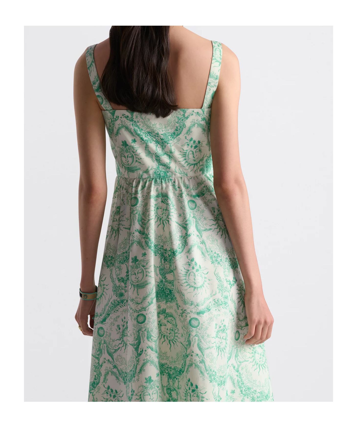 Dior Cotton Blend Flared Shirt Dress With Azulejo Motif In Green