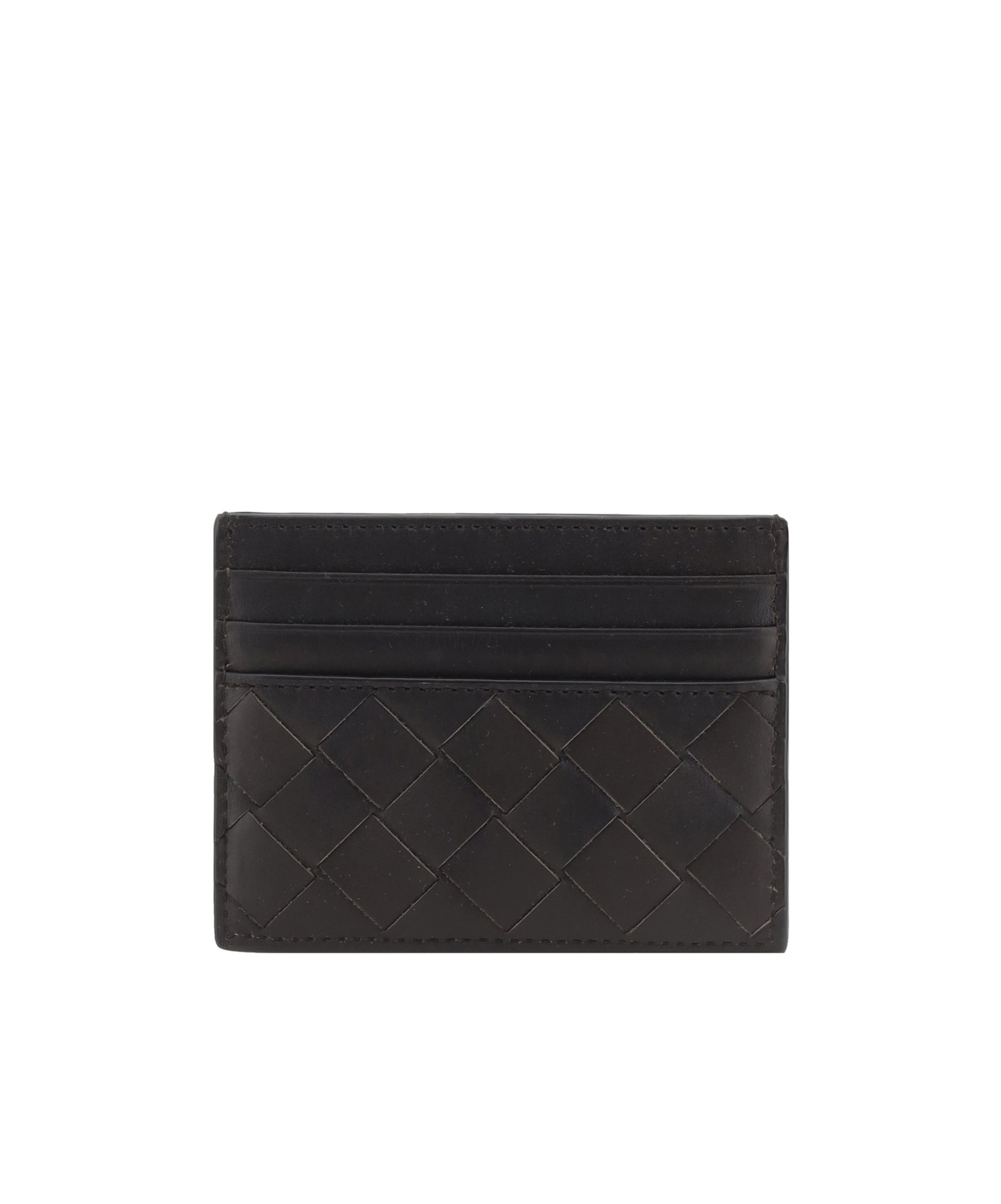 Bottega Veneta Men Leather Cardholder With Intrecciato Motif In Black