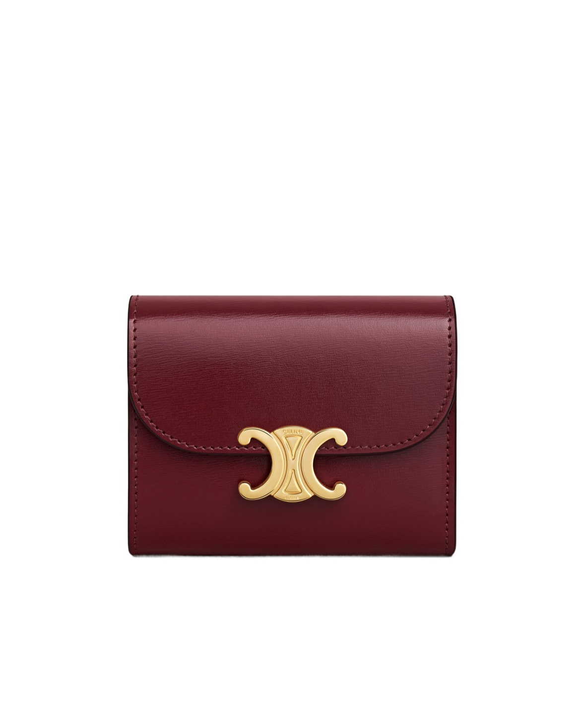 Celine Triomphe Small Flip Wallet In Brown