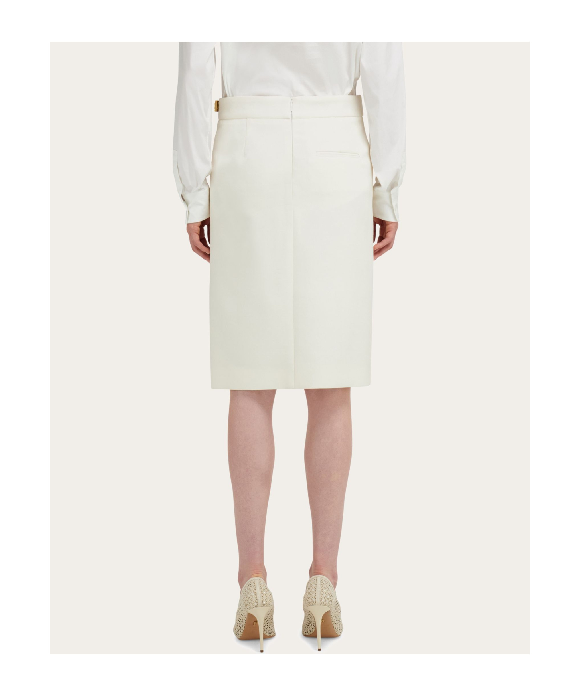 Ferragamo High Slit Pencil Skirt In Neutral