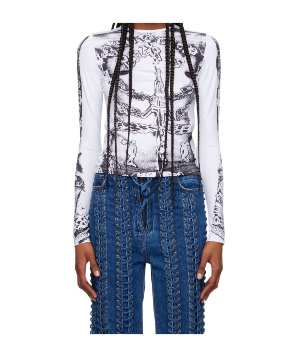 Jean Paul Gaultier Long-sleeved T-shirt In Blue