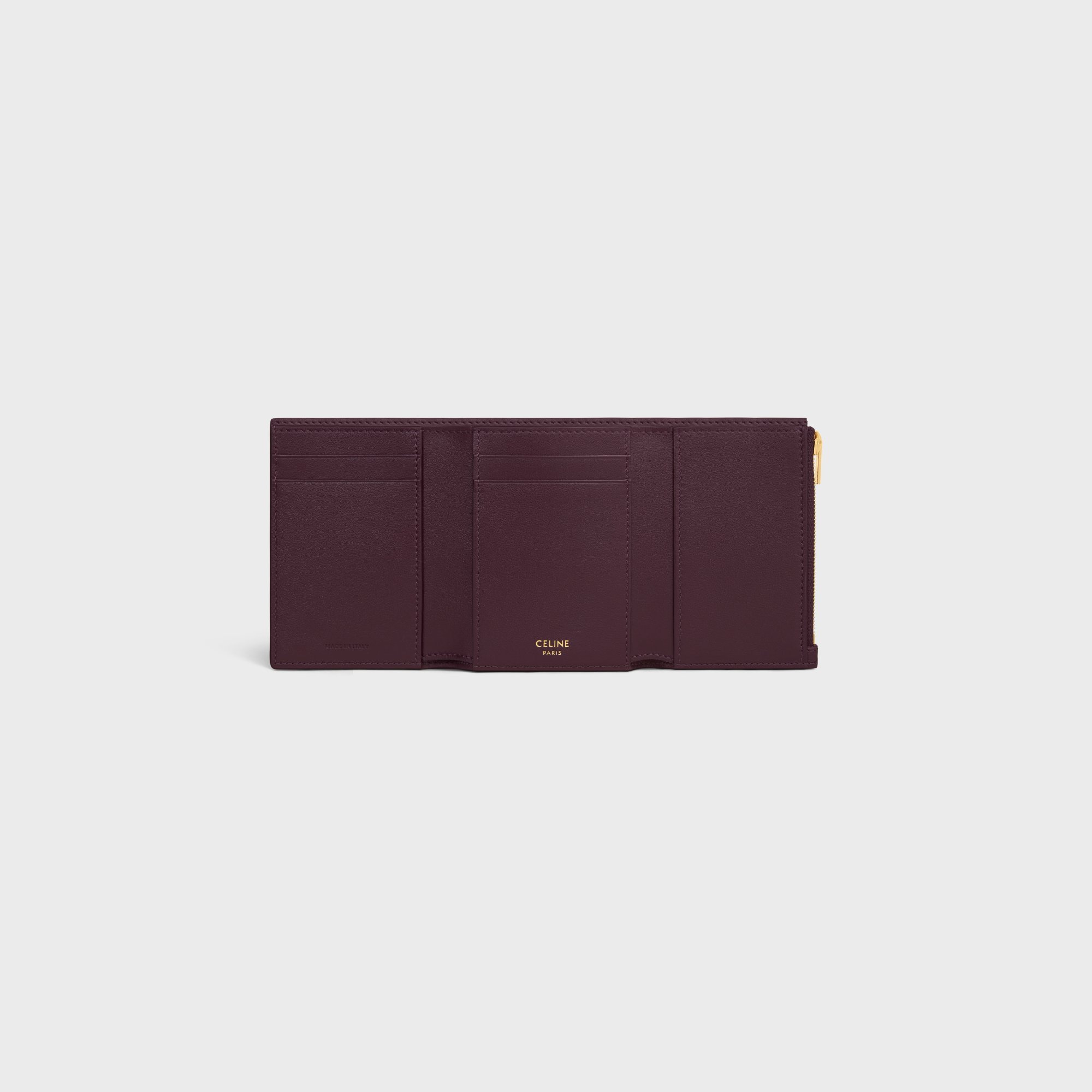 Celine Fine Strap Wallet Nino In Supple Grained Calfskin In Red