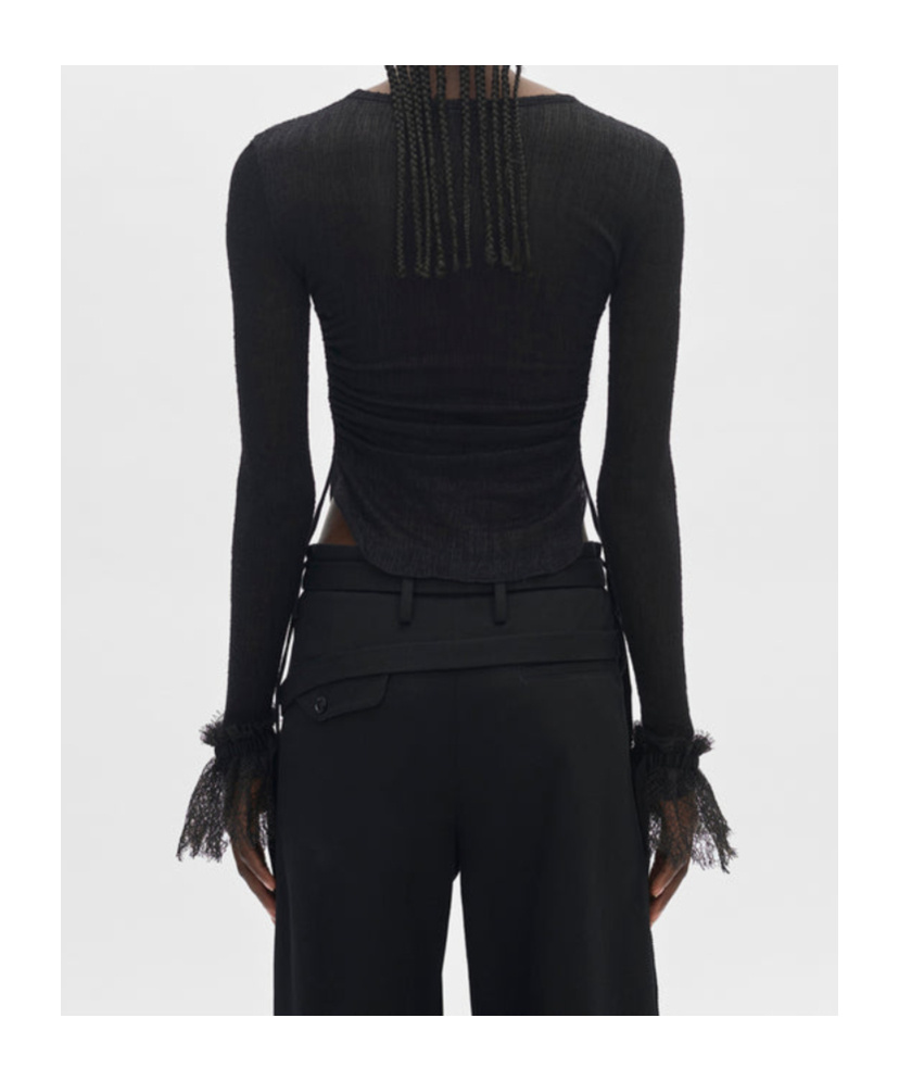 Ann Demeulemeester Kepu Cuffs With Ruffles Distressed Lace In Black