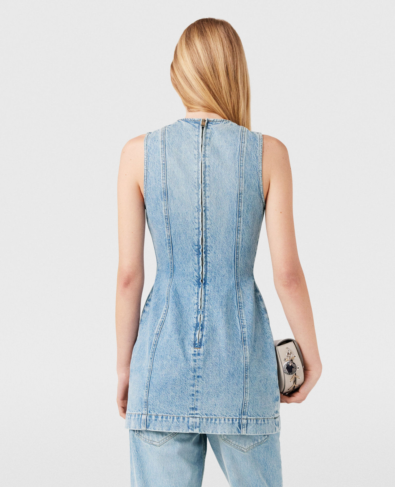 Stella Mccartney Faded Button Dress In Blue