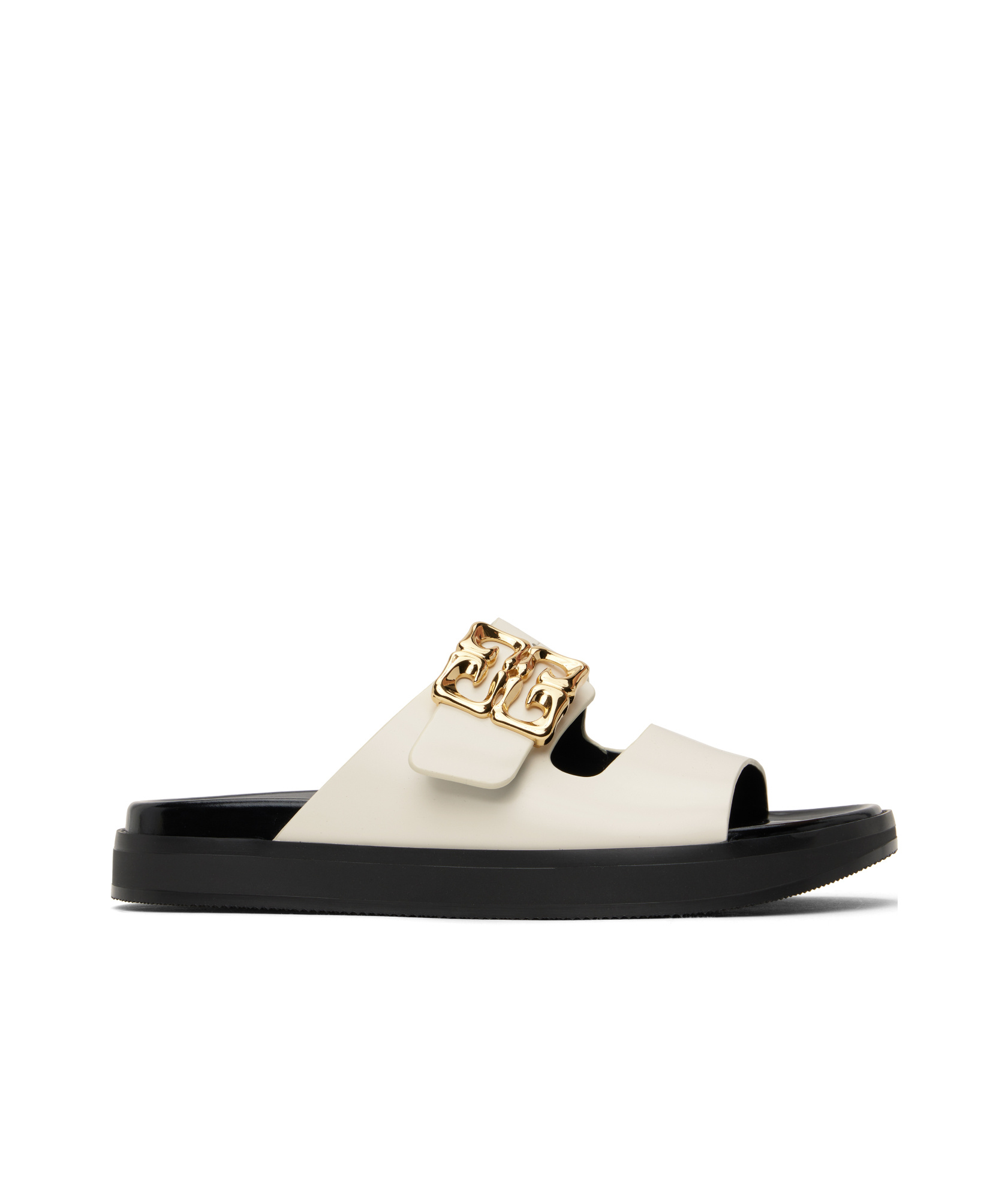 Givenchy Liquid 4g-embellishment Buckle Slides In Ivory White