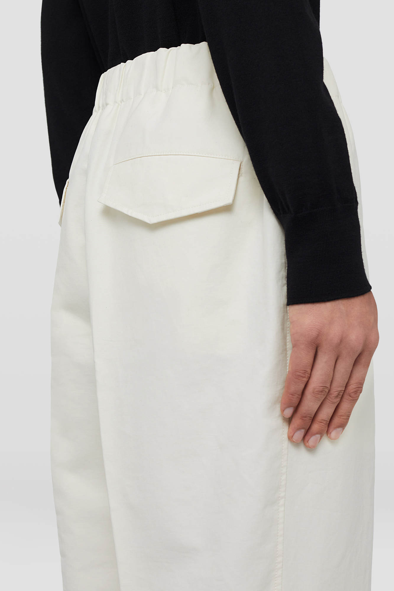 Jil Sander 4-pocketed Twill Cotton Pants With Elastic Waistband In White