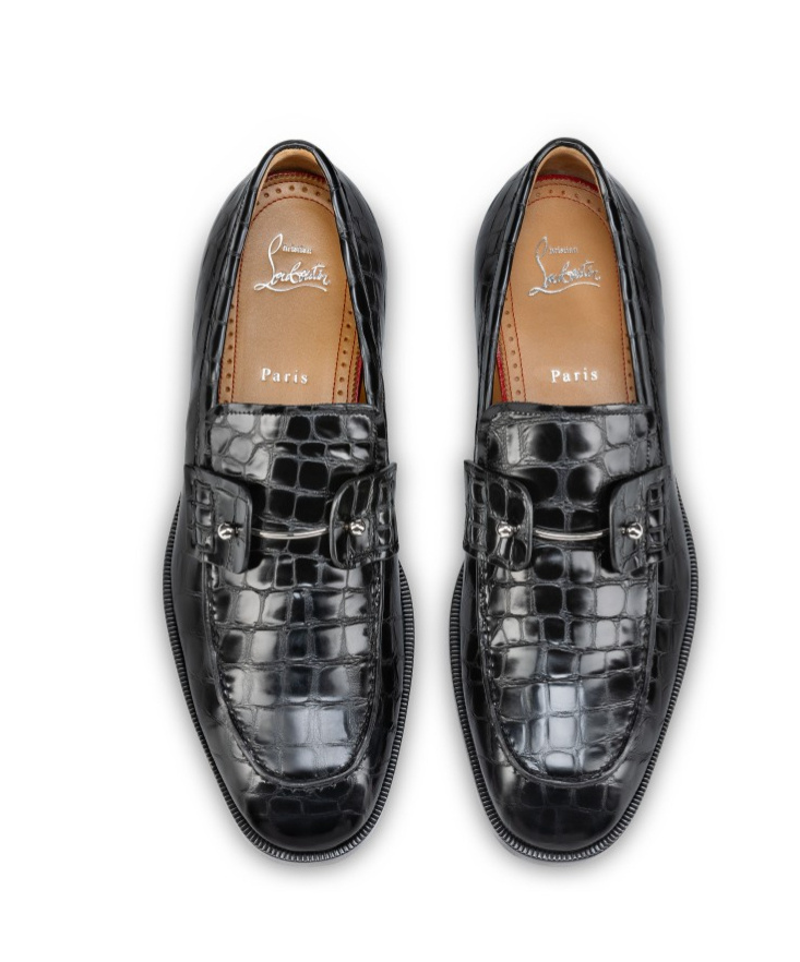 Christian Louboutin Embossed Slip-on Loafers In Black