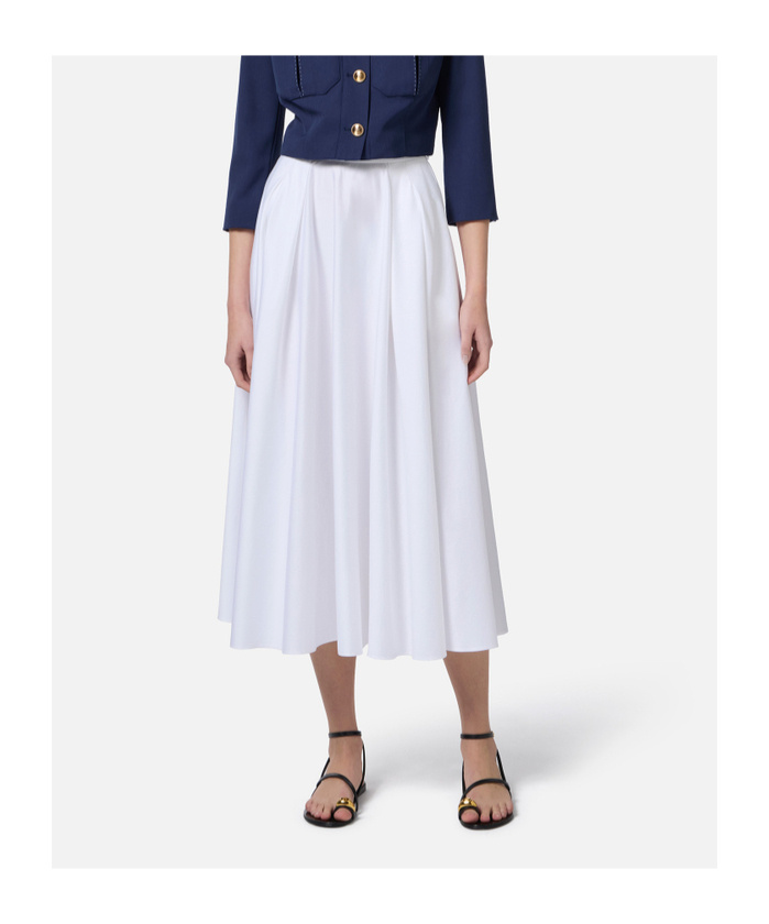 Elisabetta Franchi Satin Skirt With Belt In White