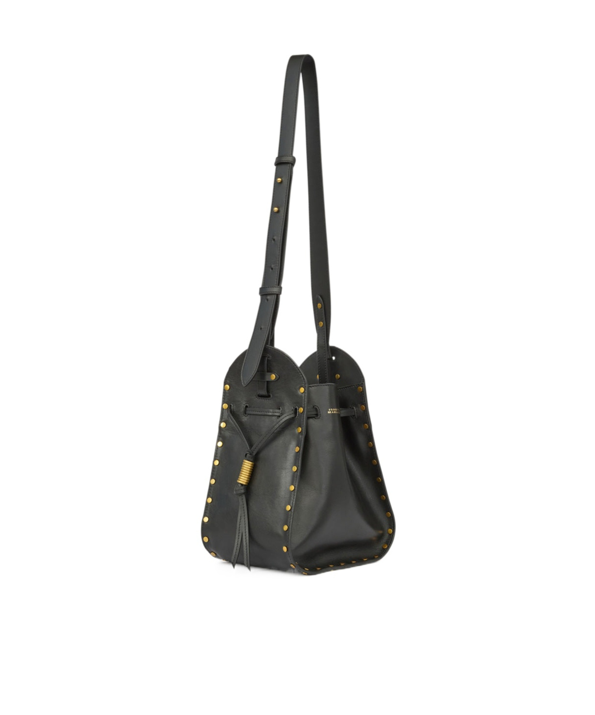 Isabel Marant Silao Logo Printed Drawstring Crossbody Bag In Black