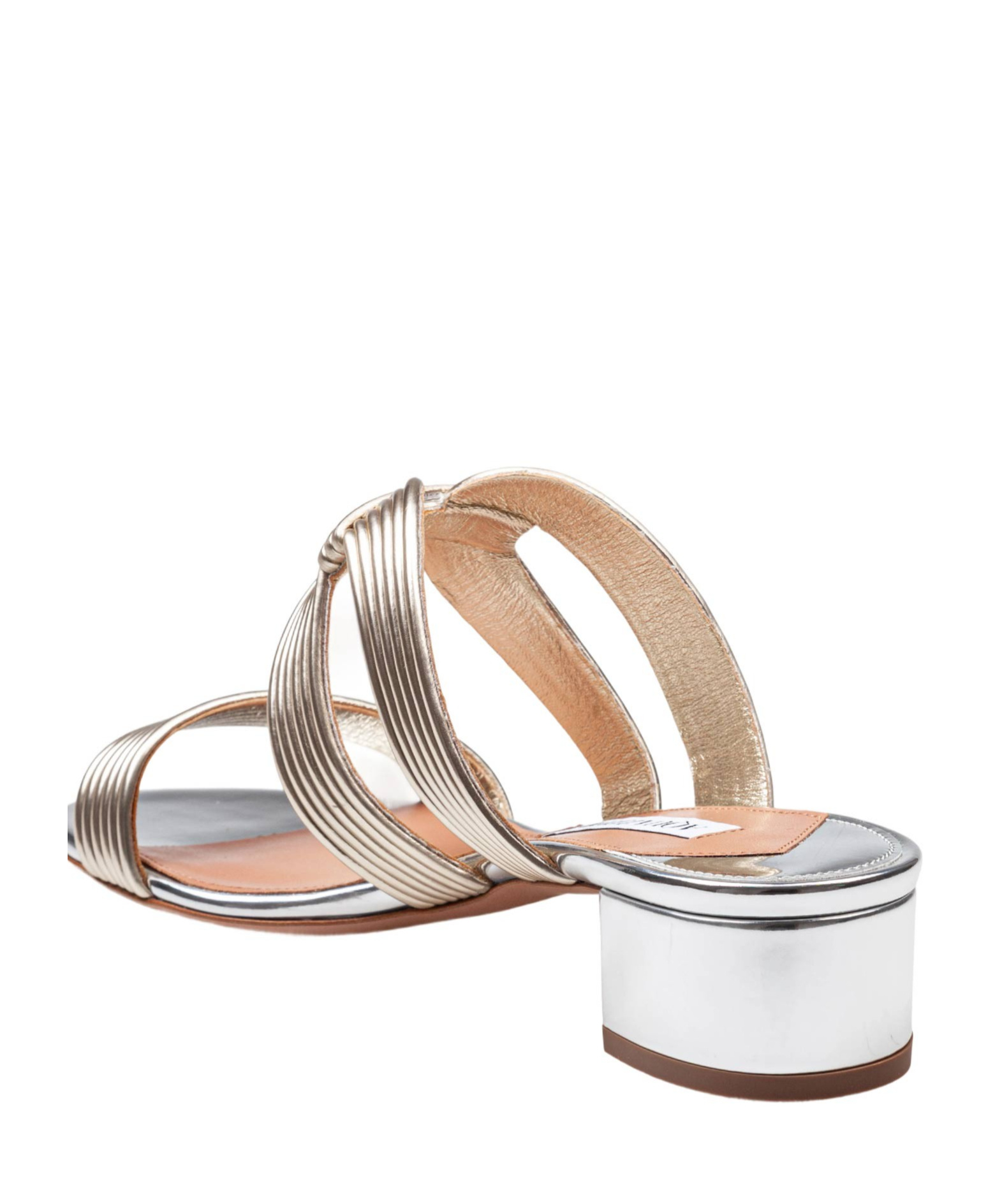 Aquazzura Mule Esencia 35 In Laminated Leather Color Light Gold/silver In Multicolor