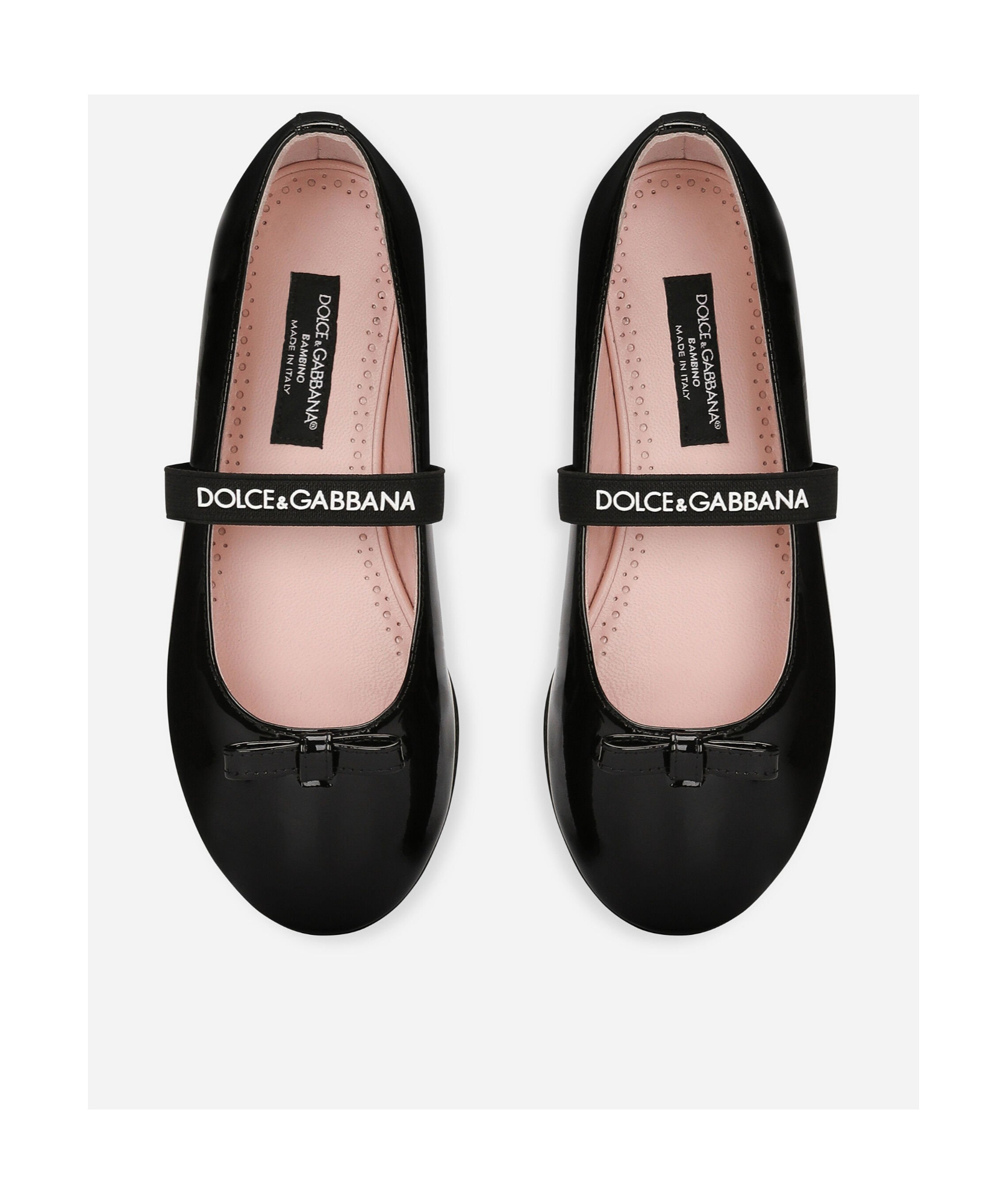 Dolce & Gabbana Logo-strap Bow Ballerina Shoes In Black