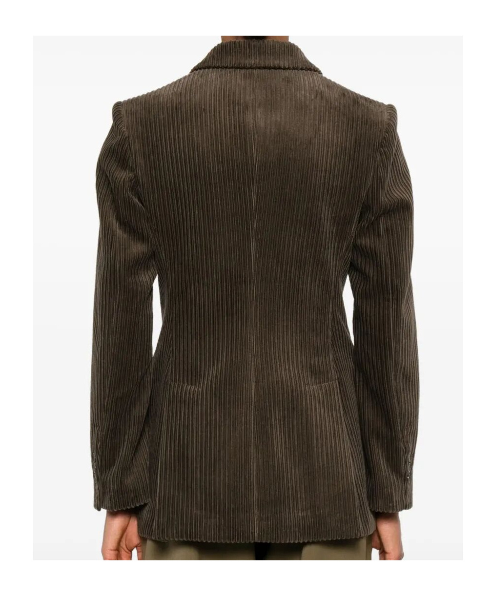 P.a.r.o.s.h Parosh Double Breasted Courduroy Jacket In Green