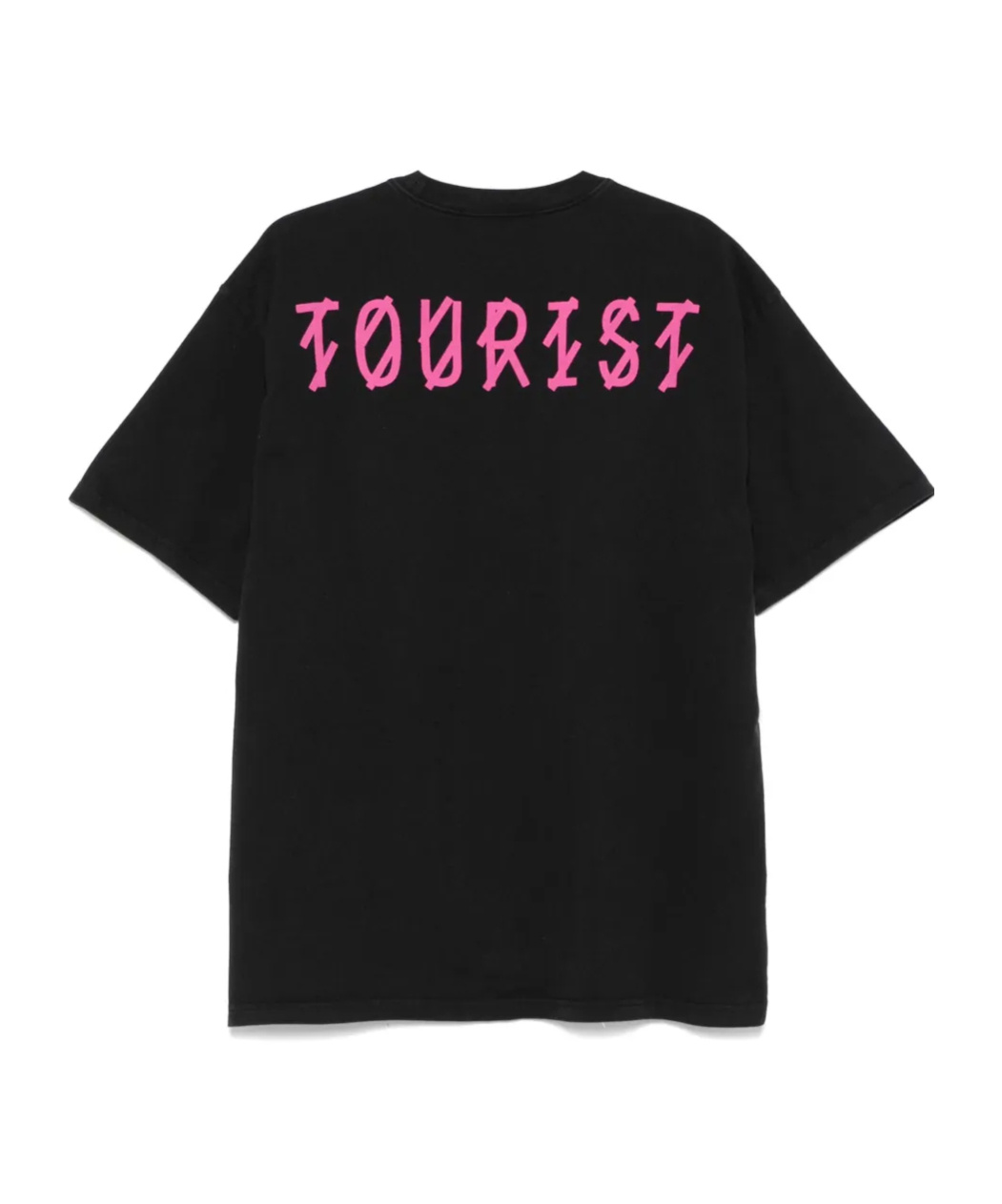 44 Label Group Tourist Black Crewneck T-shirt With Maxi Print On Front And Rear In Cotton Man In Black
