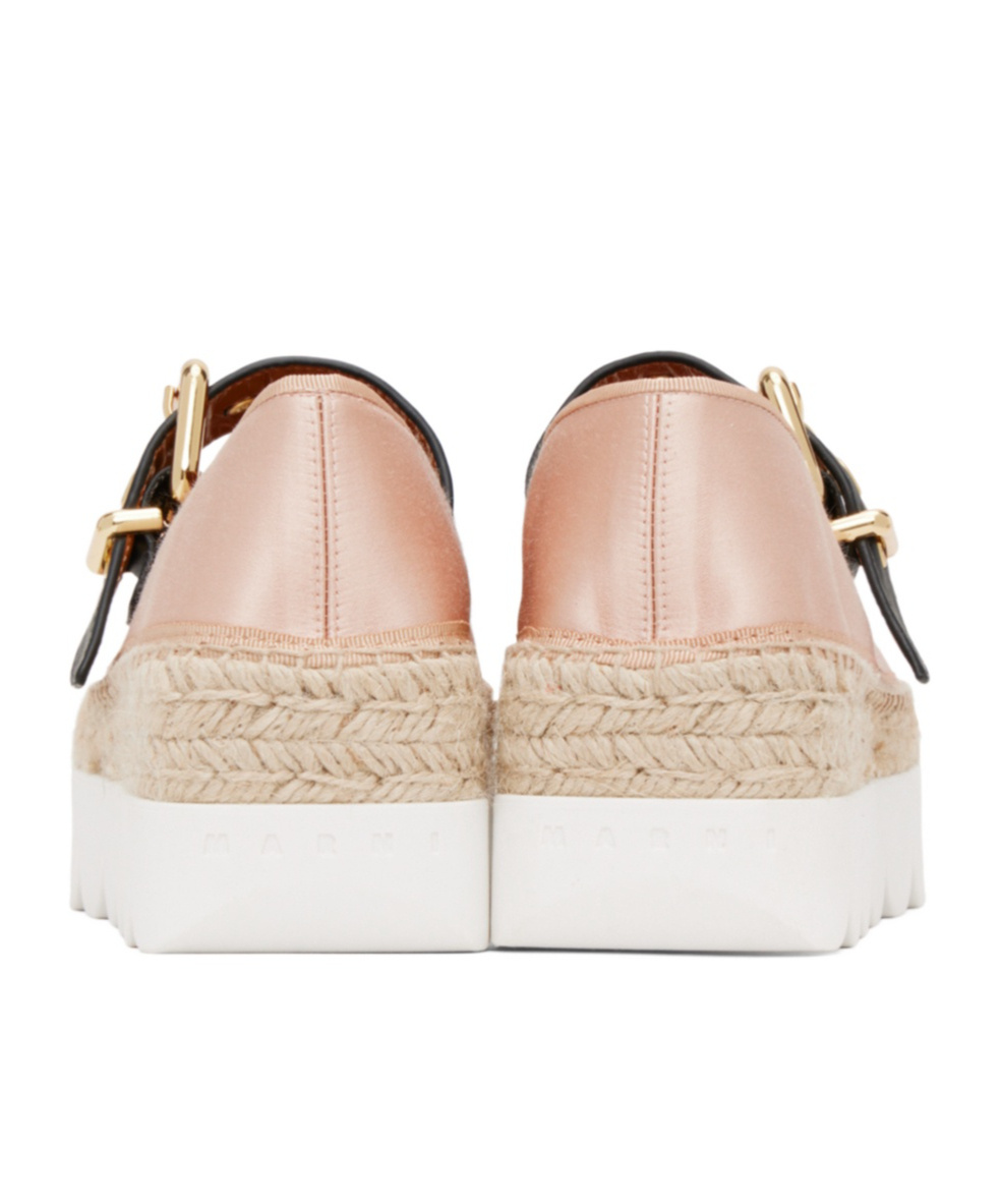 Marni Clasp Thick-soled Straw Knitted Shoes In Pink