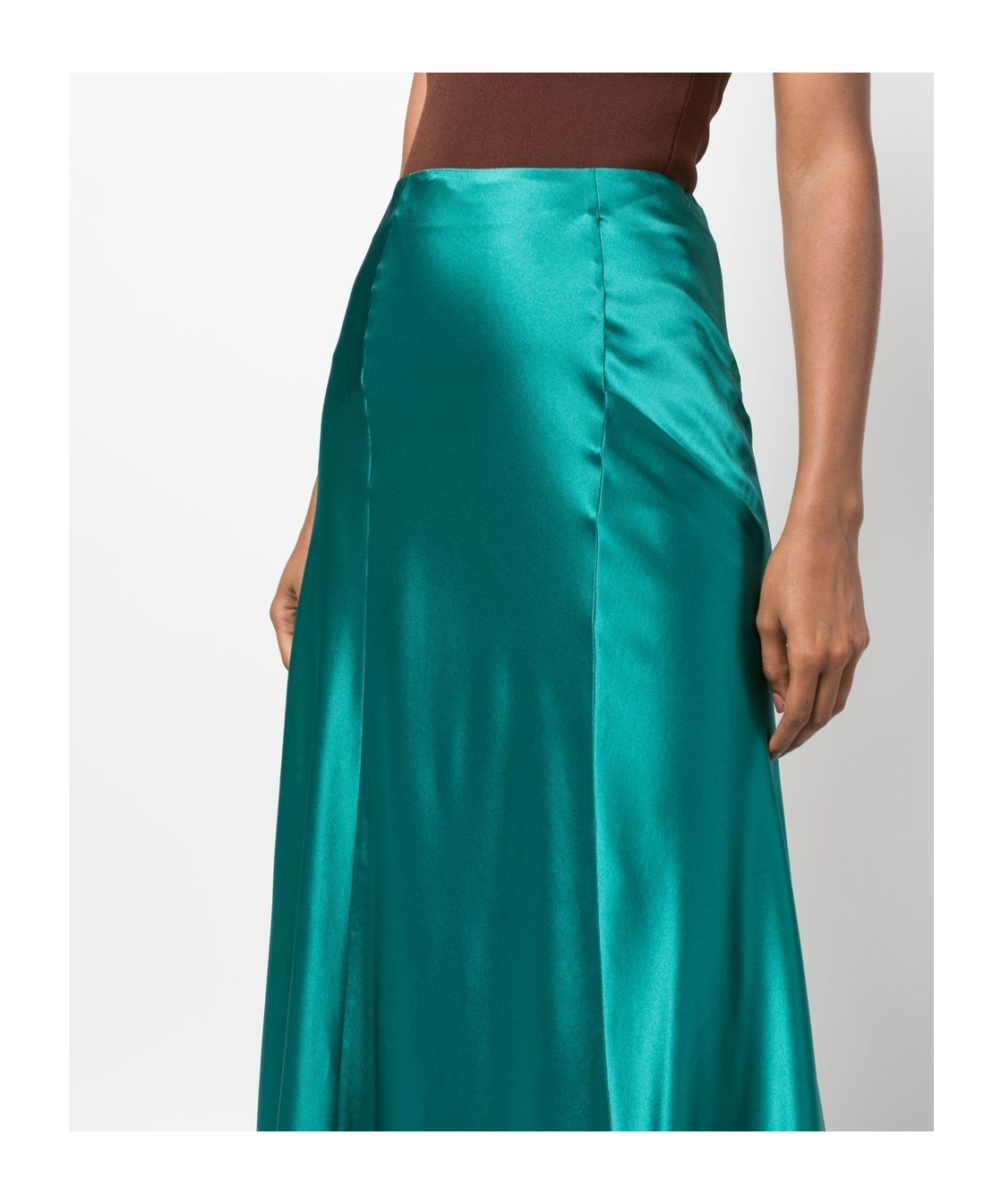 Alberta Ferretti High Waist Maxi Skirtin In Green Silk In Green