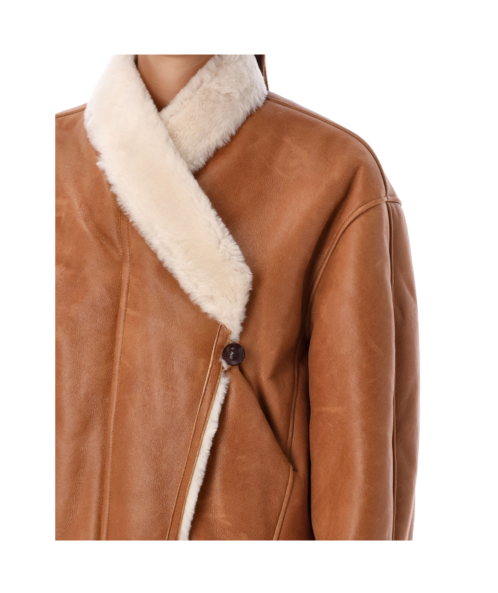 Isabel Marant Shearling Collar Jacket With Side Pockets In Brown