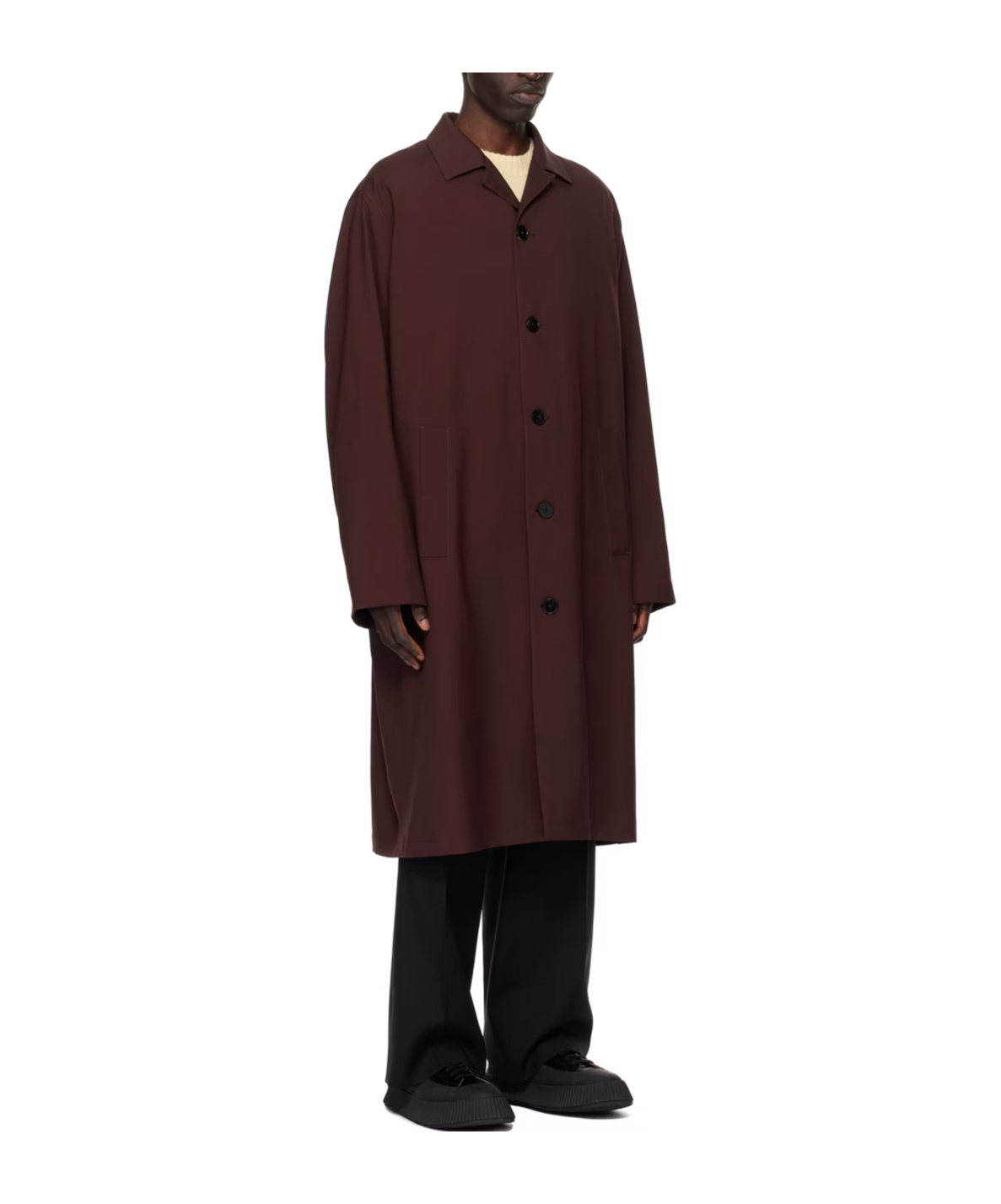 Jil Sander Burgundy Single-breasted Coat In Red