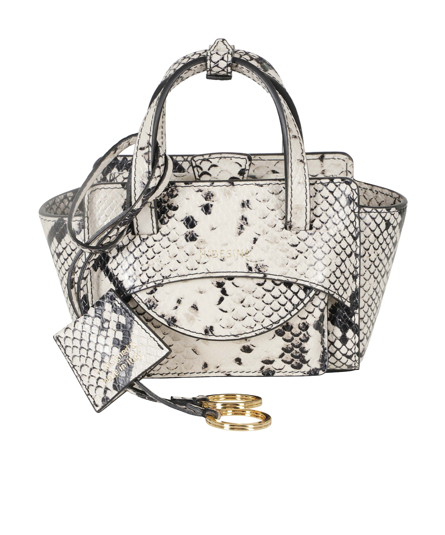 Hidesins Python-print Flap Xs Double Handle Leather Handbag In Ivory