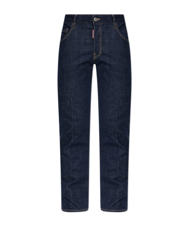 Dsquared2 Blue Jeans With Contrast Stitching And Logo Patch On The Back In Denim Man