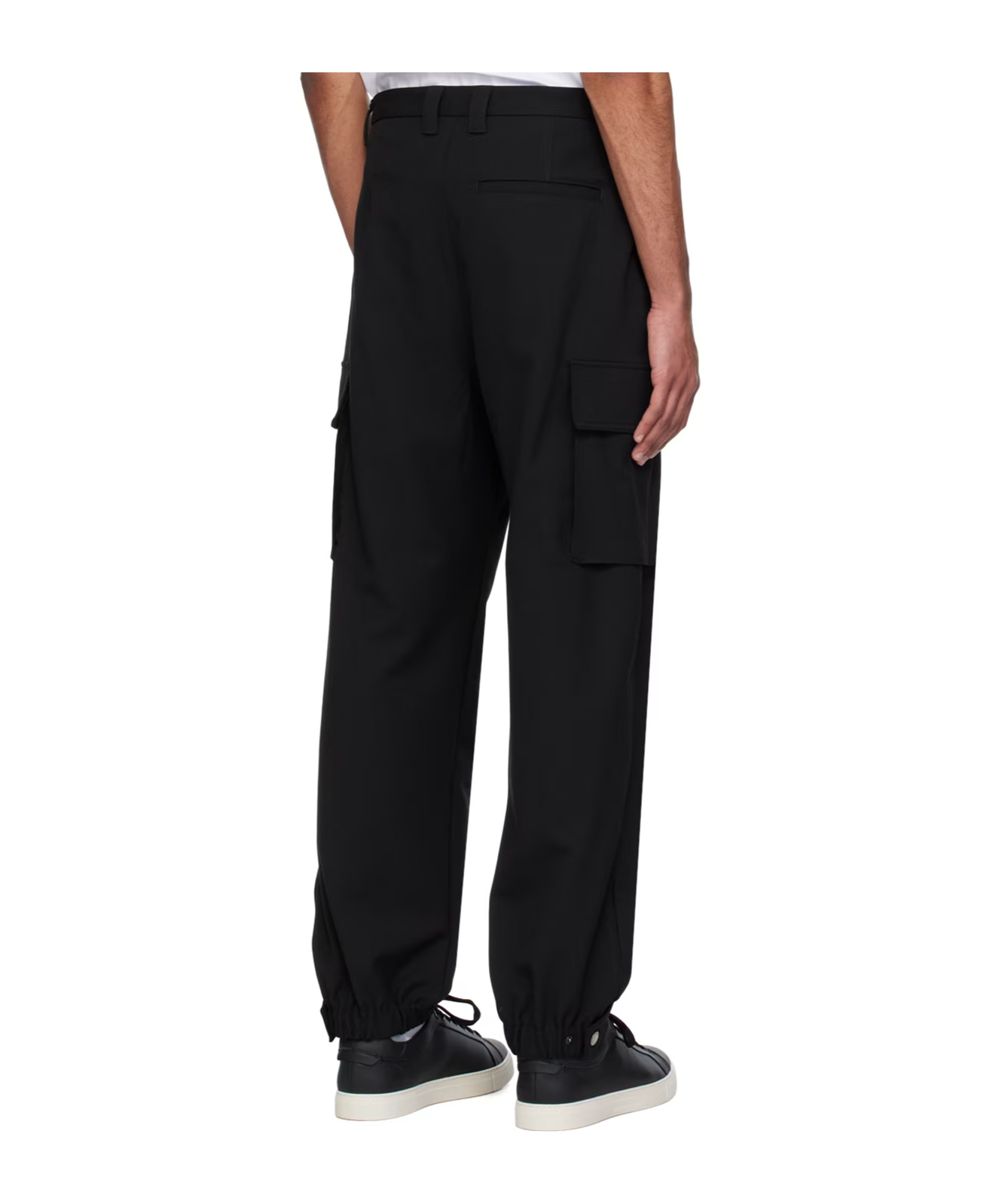 Emporio Armani Belt Loop Elastic Casual Pants In Black
