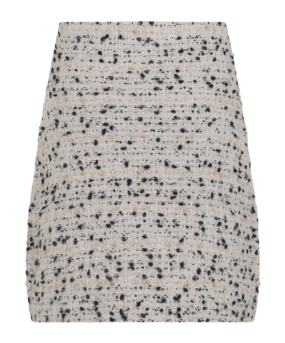 Fabiana Filippi Beige Frayed-knot Donegal Tweed Mini Skirt In Gray