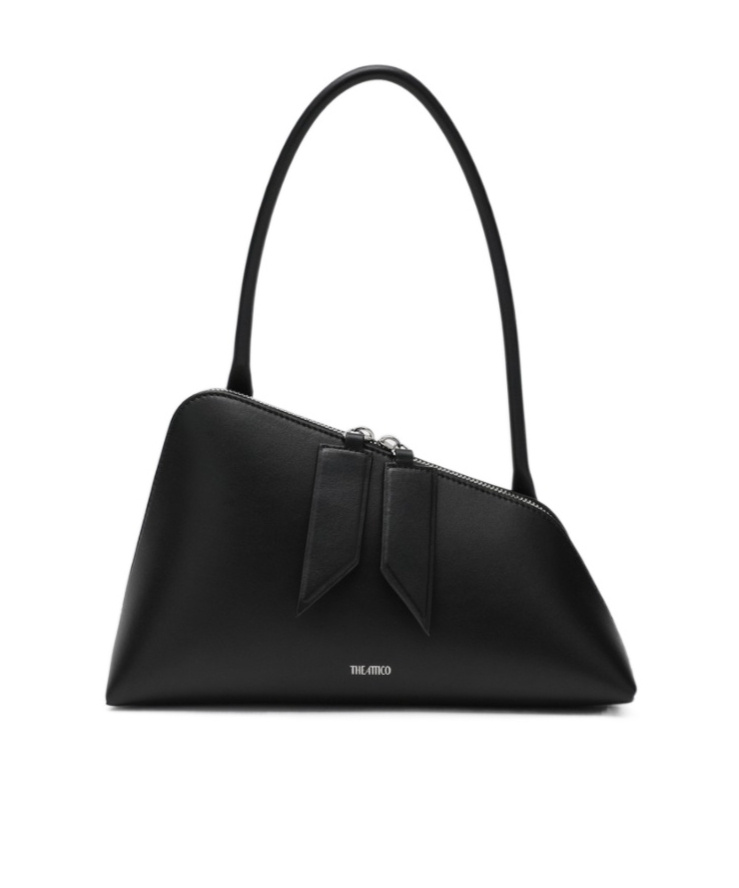 Attico Double Zipper Shoulder Bag In Black