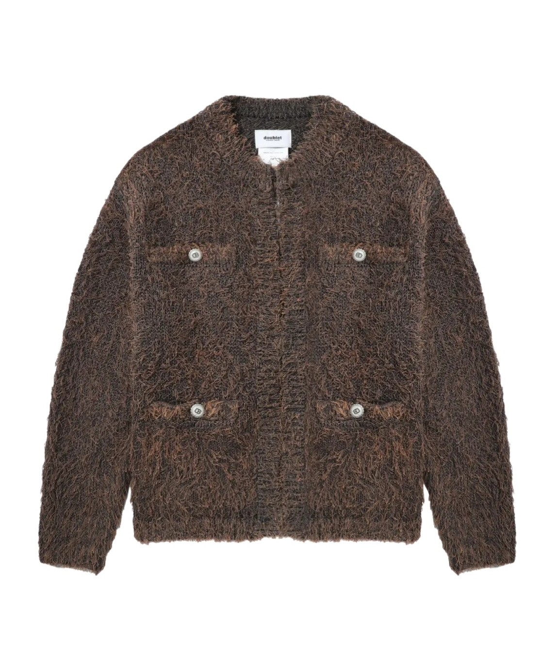 Doublet Textured-finish Cardigan In Brown