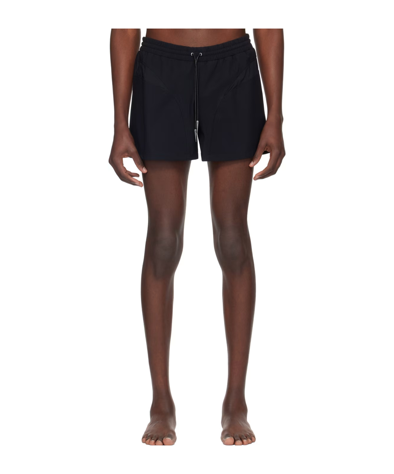 Mugler Black Paneled Swim Shorts In Black