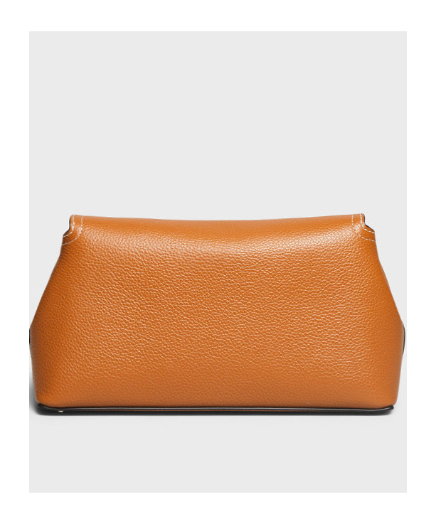 Totême T-lock Top Handle Bag In Pebble Grain Leather In Orange