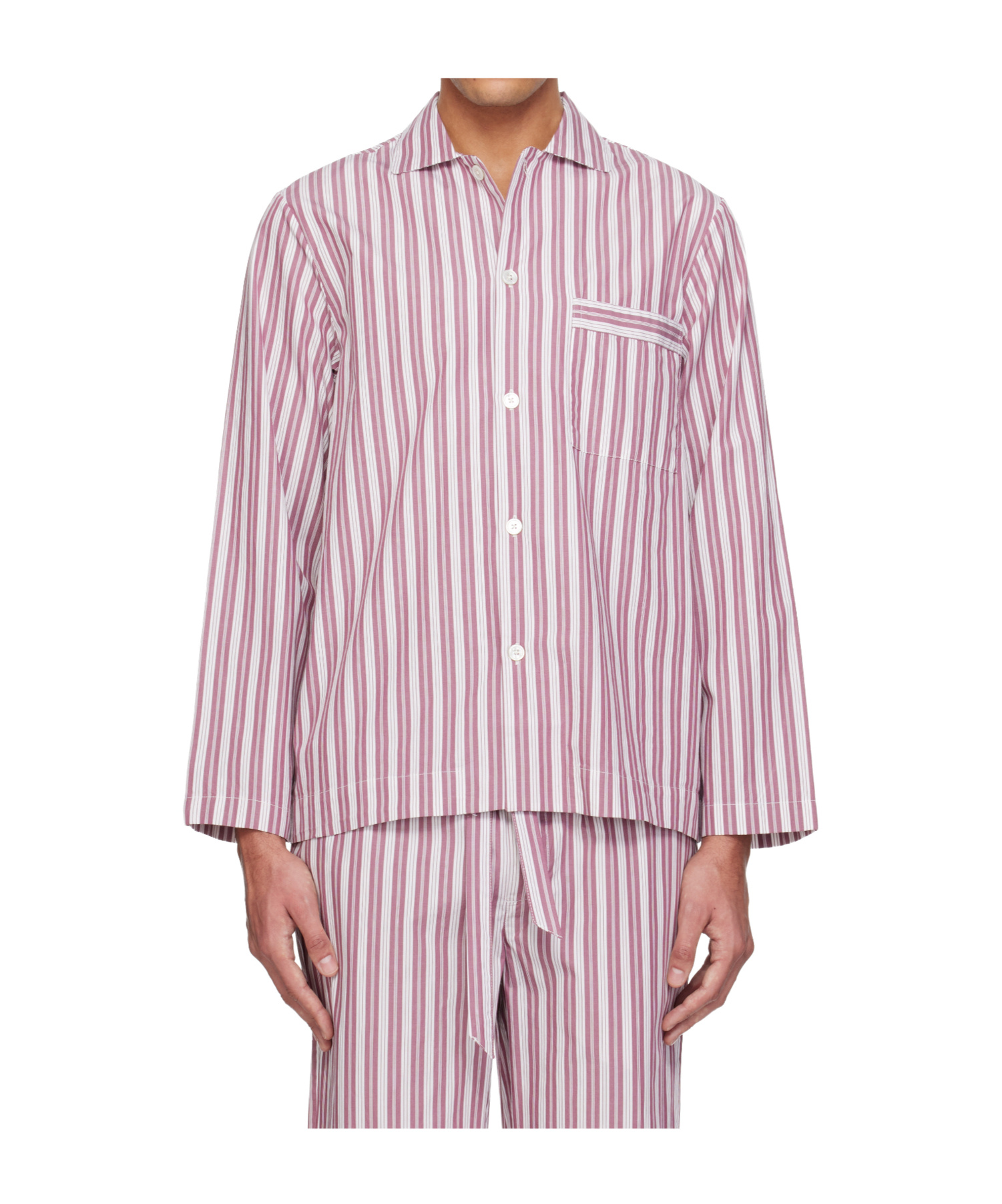 Tekla Striped Pajama Shirt In Black
