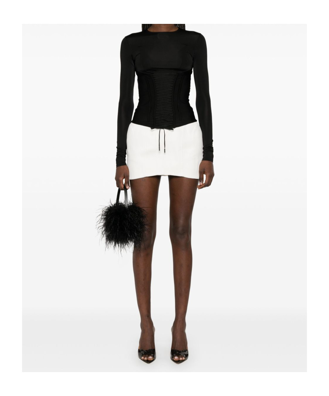 Mugler Long Sleeve Tie Top In Black