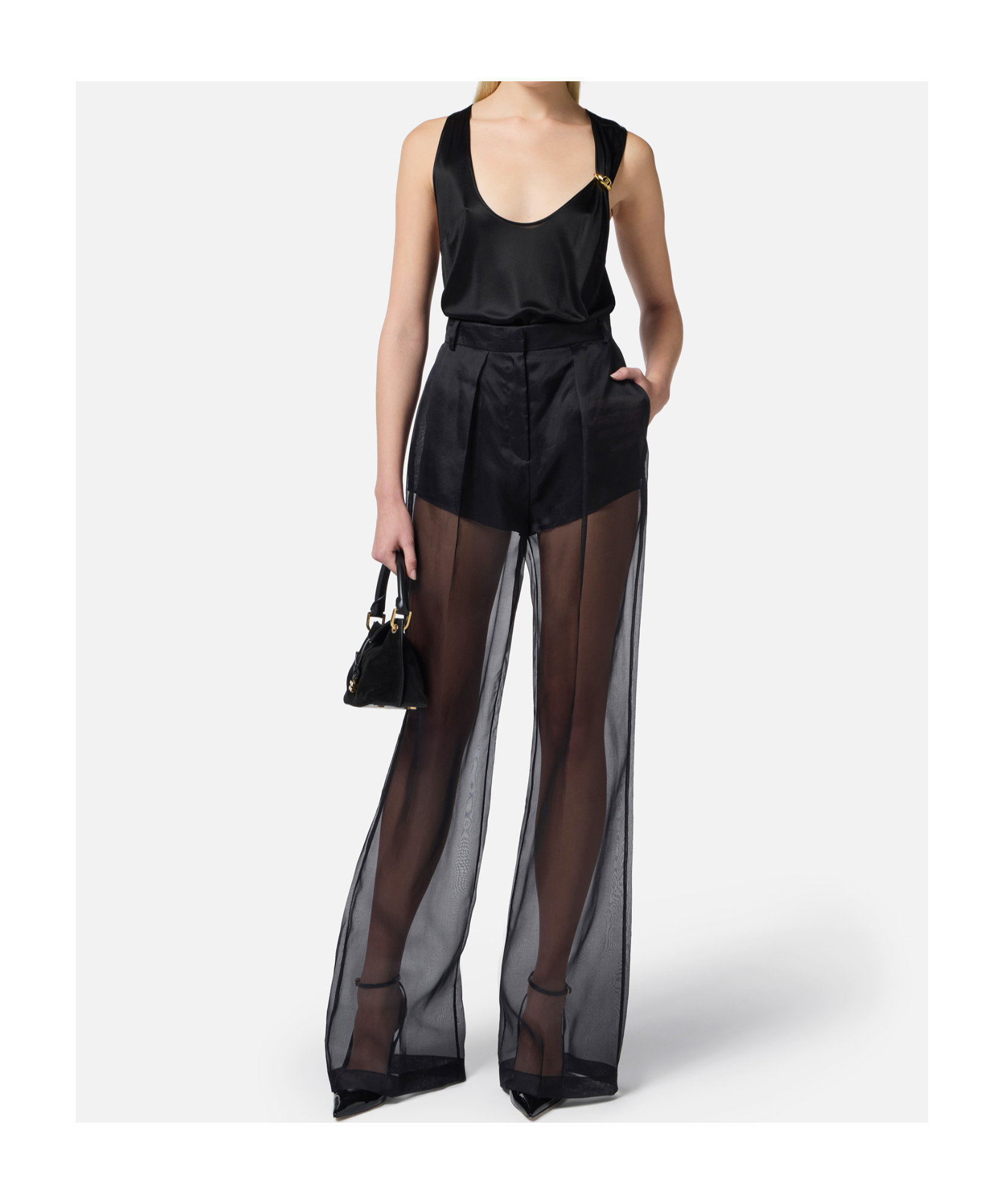Elisabetta Franchi Shiny Knitted Vest In Black